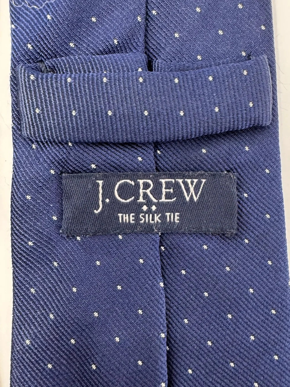 J.‎ Crew Skinny Silk Tie Navy Polka Dot preppy casual classic work office formal